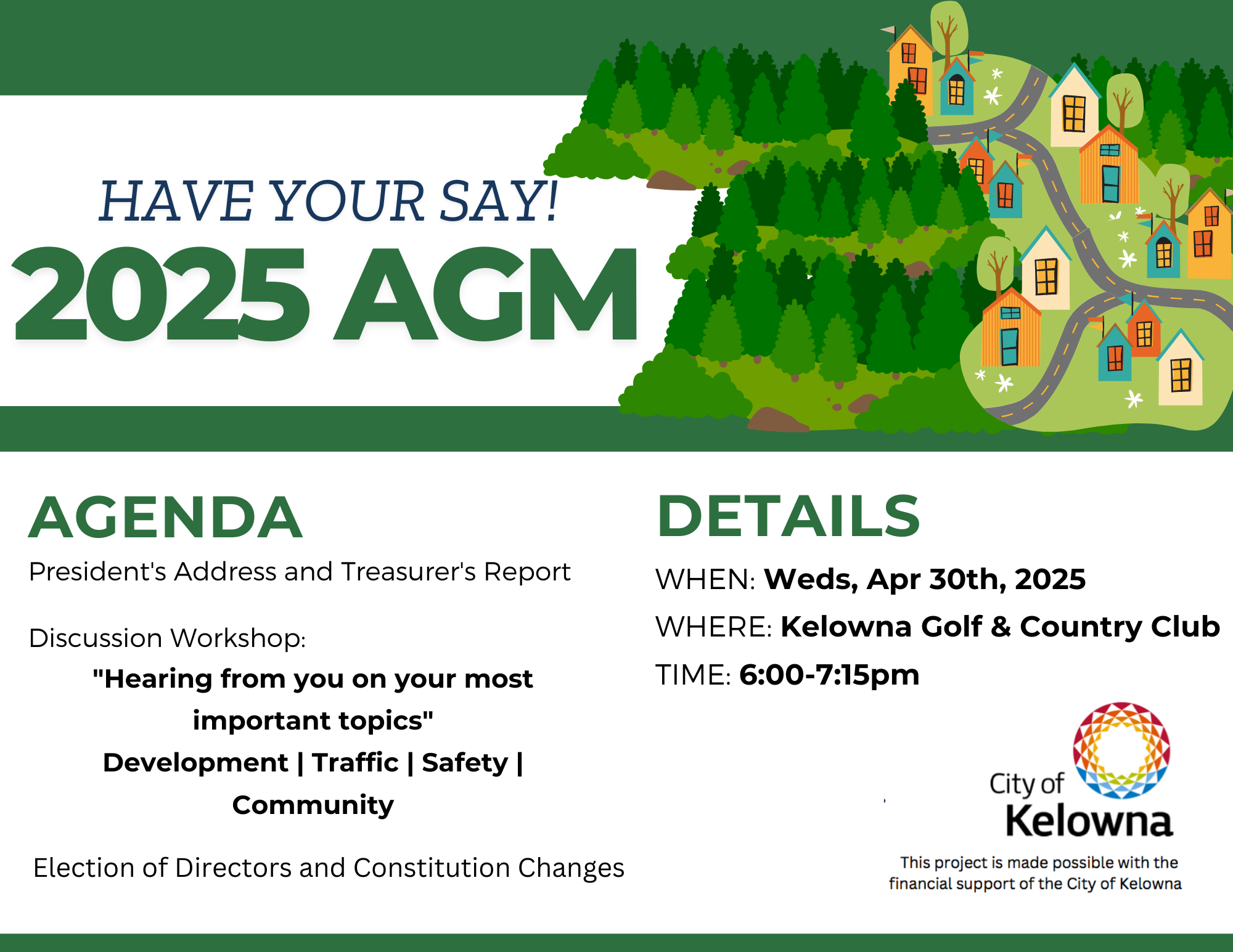 WHEN Weds, Apr 30th, 2025 WHERE Kelowna Golf & Country Club TIME 600-715pm Visit cliftonhighlands.ca for more info
